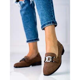 Elegantne ženske mokasine s lancem Vinceza braon boje smeđa 1