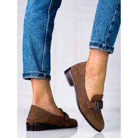 Elegantne ženske mokasine s lancem Vinceza braon boje smeđa 2