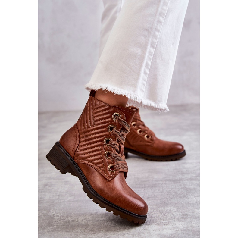 PG1 Kožne prošivene čizme sa smeđim Torino zagrijavanjem smeđa 1