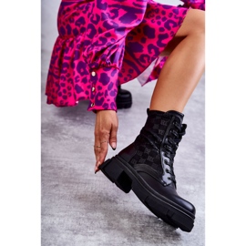 Visoke ženske čizme, vezani crni verlon crna 2