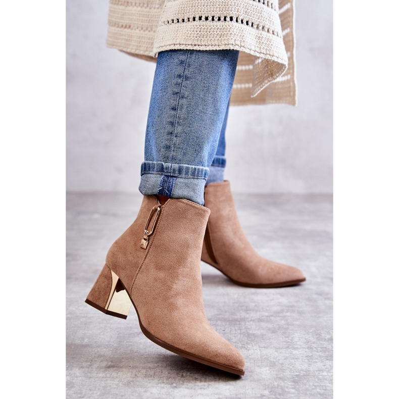 PS1 Čizme od brušene kože na stupu s bež Erine ukrasom 1