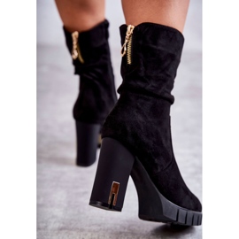 PG1 Visoke čizme od brušene kože na petu crne boje crna 2