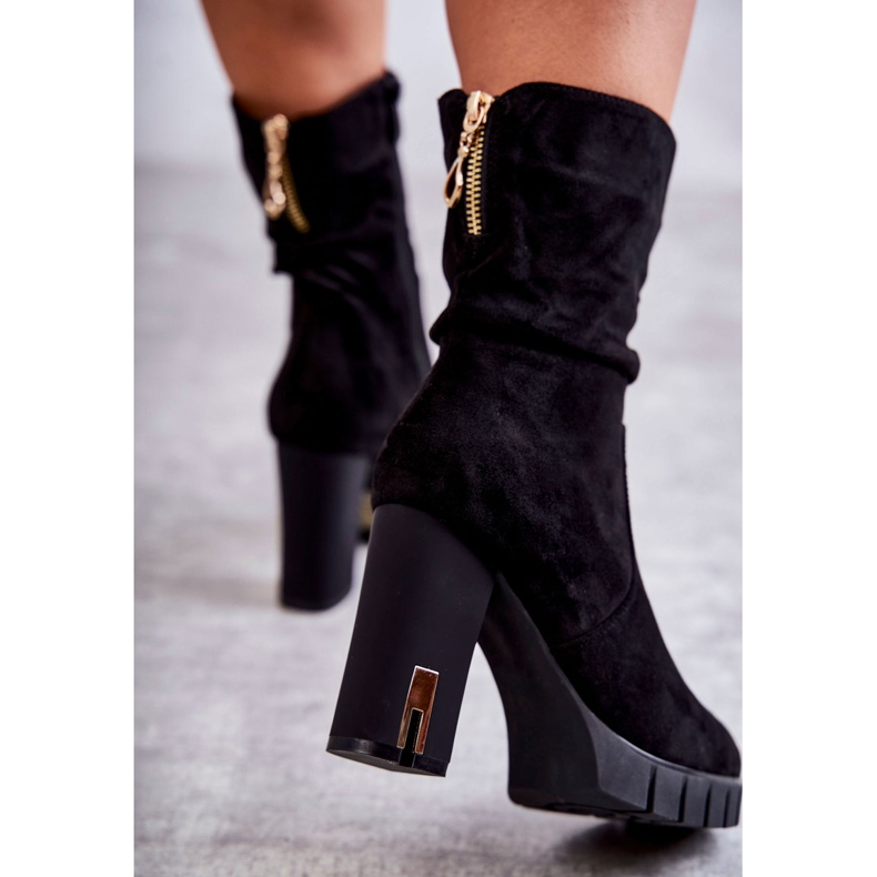 PG1 Visoke čizme od brušene kože na petu crne boje crna 2