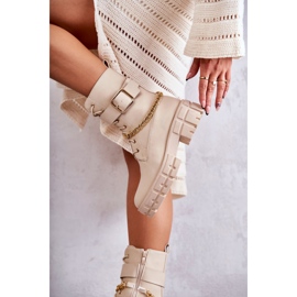 PG1 Moderne radničke čizme s lancem Beige Solesso bež 2