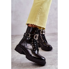 PG1 Lakirane tople ženske čizme crne Costello crno 2