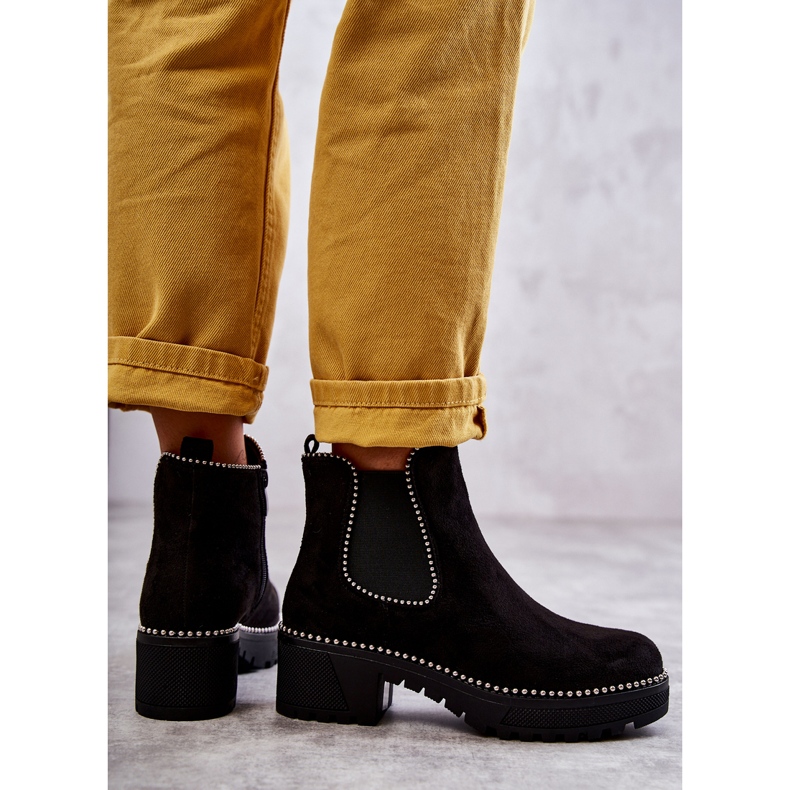 PG1 Ženske crne Afaries čizme s nitnama crna 2