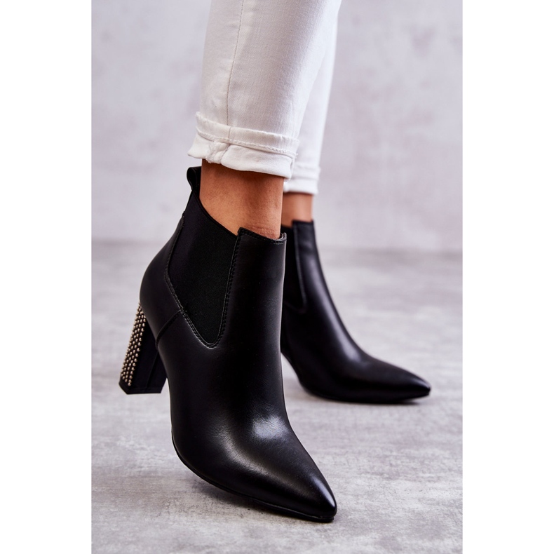 PG1 Elegantne crne Elinor čizme na stupu s mlaznicama crna 2