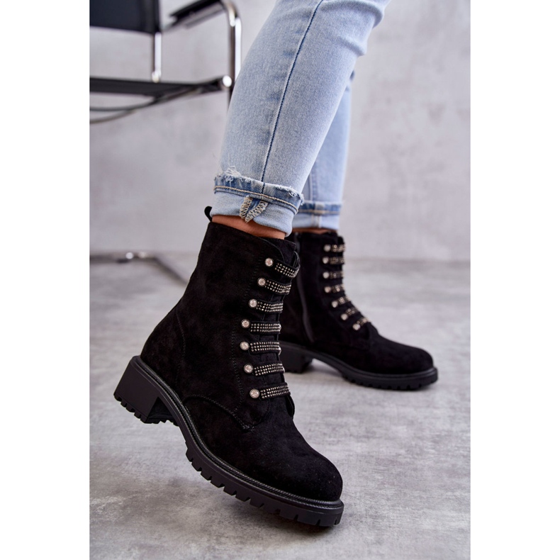 PG1 Malesia crne čizme od brušene kože s ukrasnim prugama crna 1