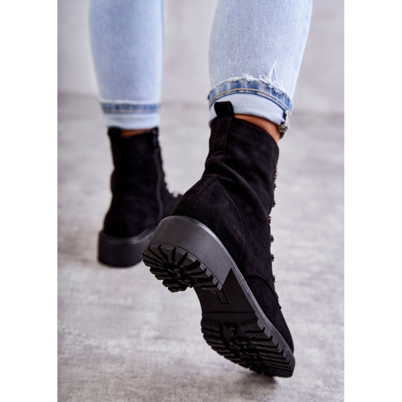 PG1 Malesia crne čizme od brušene kože s ukrasnim prugama crna 2