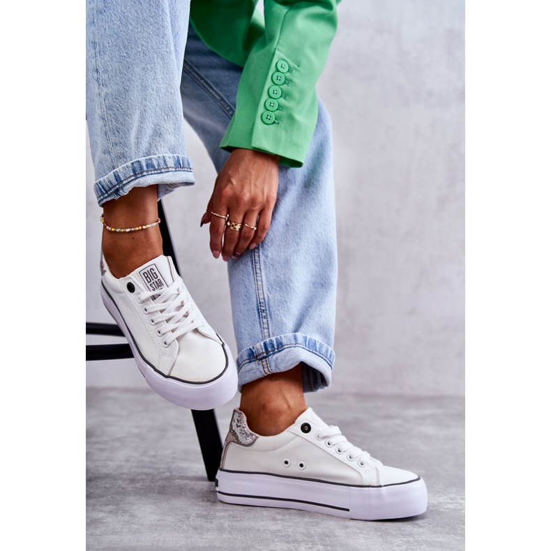 Ženske materijalne tenisice Big Star KK274037 Bijele bijela 1