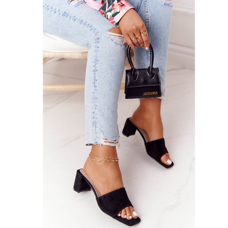 Sandale od antilopa na visoku petu S.Barski 238-S1 Crna crno 1