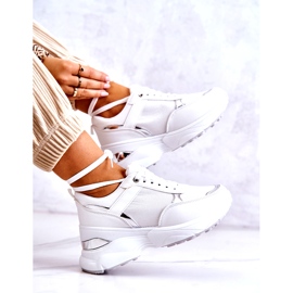 PG1 Ženske sjajne sportske cipele na klin, bijele aktivnosti bijela 5