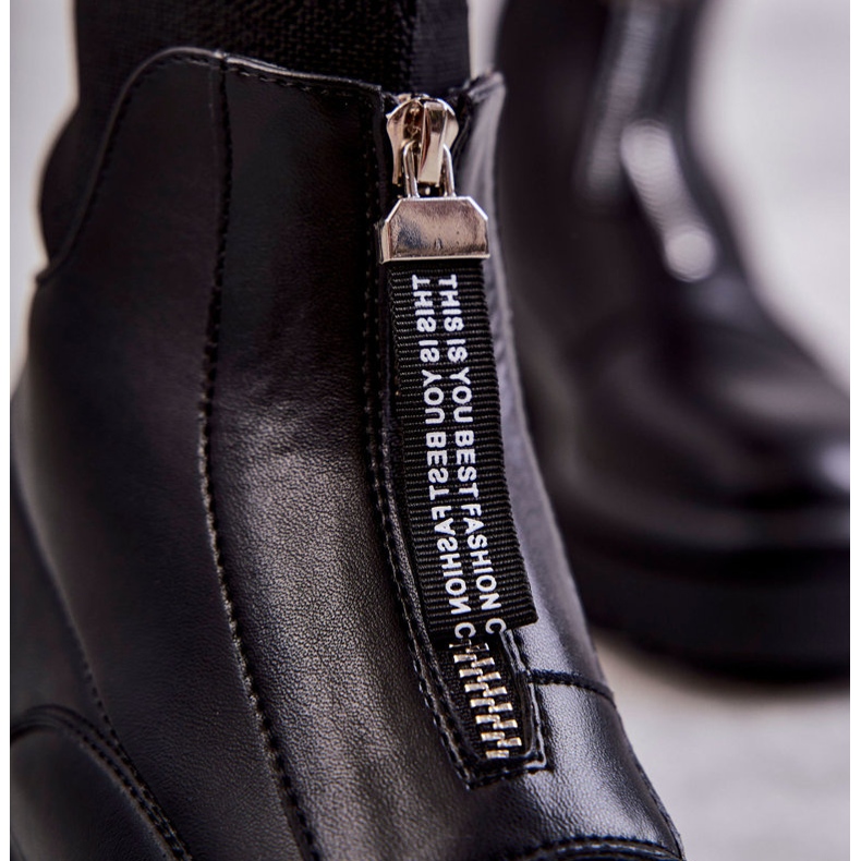 Ženske čarape čizme s patentnim zatvaračem crni zaklon crna 2