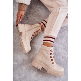 PG1 Kožne čizme Radnici na bež Messa patentni zatvarač 1