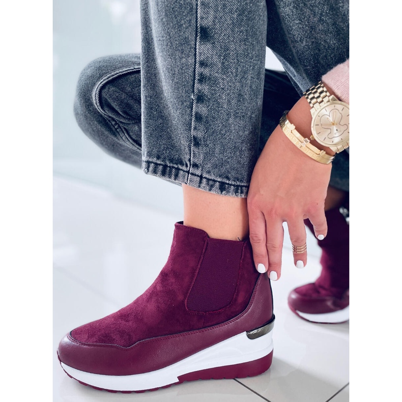 Čizme na wedges Byers Burdeos crvena višebojan 1