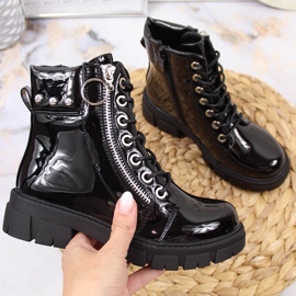 Black Vinceza crne lakirane izolirane čizme za djevojčice crno 1