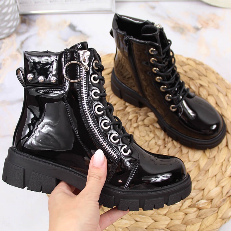 Black Vinceza crne lakirane izolirane čizme za djevojčice crno 1