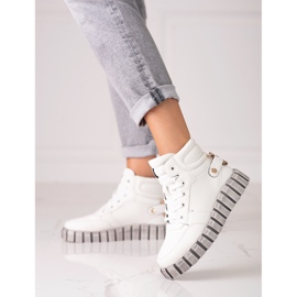 W. Potocki Ženske sportske čizme Potocki bijele na platformu bijela 1