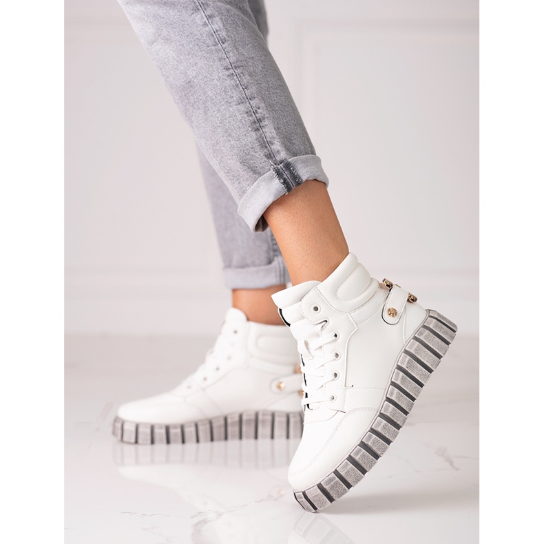 W. Potocki Ženske sportske čizme Potocki bijele na platformu bijela 1