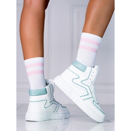 Visoke ženske tenisice Shelovet od ekološke bijele i zelene kože bijela zelena 1