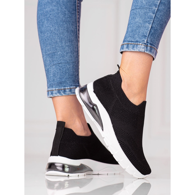 W. Potocki Crne sportske tenisice za žene Potocki, tkanina sa šljokicama crna 1