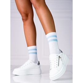 Ženske bijele tenisice na Shelovet platformu s ukrasnim patentnim zatvaračem bijela 2