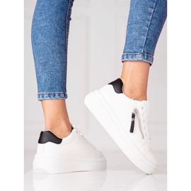 Bijele ženske tenisice Shelovet s ukrasnim patentnim zatvaračem bijela 1