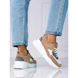 Udobne ženske tenisice Shelovet na debelu bež platformu smeđa 1