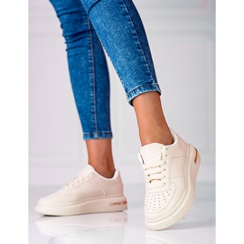 Shelovet bijele sportske cipele na vezanje od ekološke kože, bež boje 1
