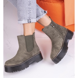 Zelene ženske Chelsea čizme na platformi Shelovet od ekološkog antilopa zelena 1