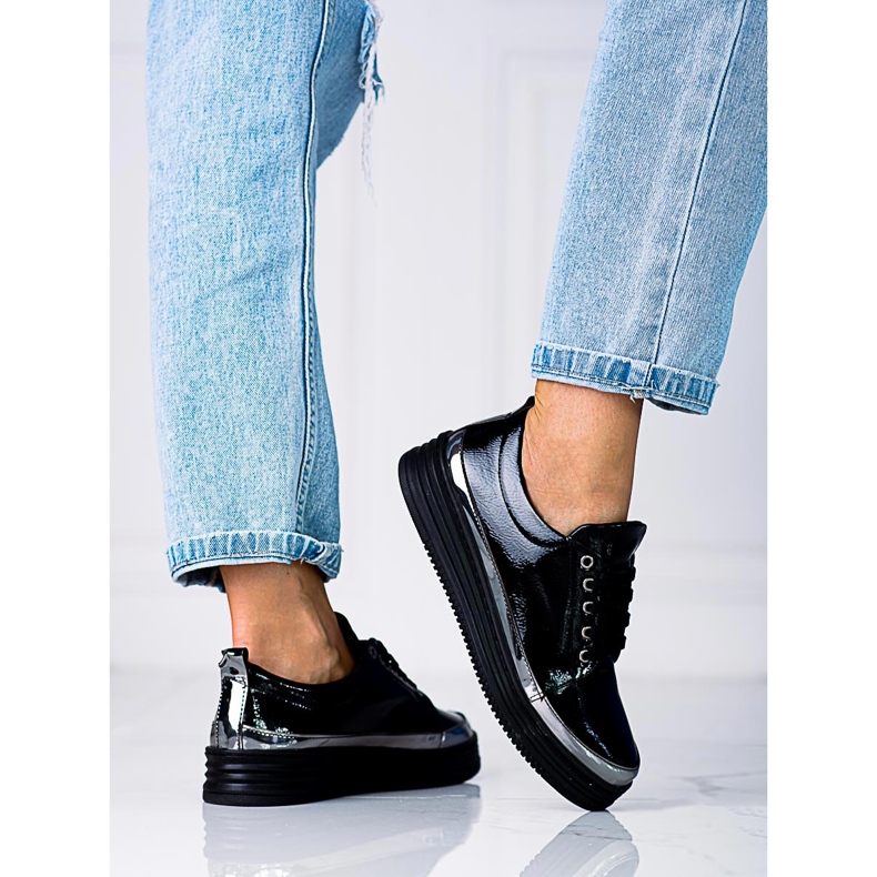 W. Potocki Ženske tenisice Shelovet od lakirane ekološke kože crna 2