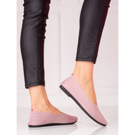 W. Potocki Potocki ženske balerinke od platna sa šljokicama ružičasta 1