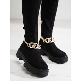 Crne ženske čizme na debelom Shelovet potplatu od ekološkog antilopa crno 1