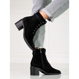 Crne Shelovet ženske čizme na vezanje od ekološkog antilopa crna 1