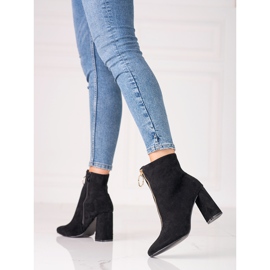 Ženske crne čizme na Shelovet stup sa zlatnim patentnim zatvaračem crna 2