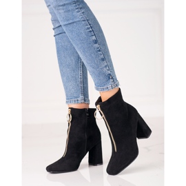 Ženske crne čizme na Shelovet stup sa zlatnim patentnim zatvaračem crno 1