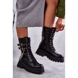 PG1 Visoke radničke čizme s lancem Crne Montero crno 2