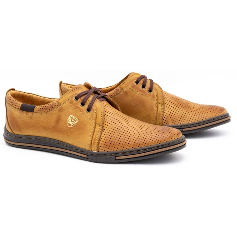 Polbut Kožne muške cipele 343 perforirane crvene boje bež 2