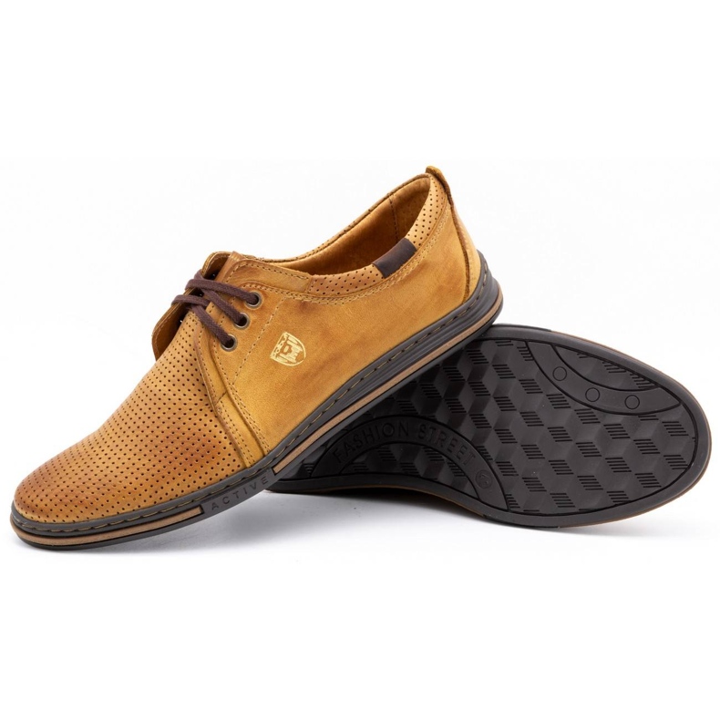 Polbut Kožne muške cipele 343 perforirane crvene boje bež 3