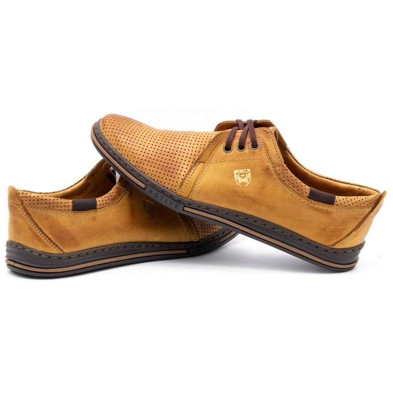 Polbut Kožne muške cipele 343 perforirane crvene boje bež 4