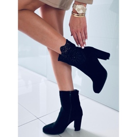 Čizme na visoku petu s čipkom Esmeralda Black crna 1