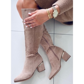 Heather L.KHAKI čizme na visoku petu bež kaki 2