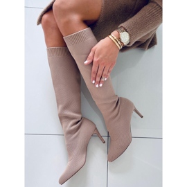 Čizme čarape Rebecca L. KHAKI bež 2