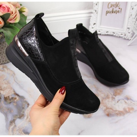 Kožne ženske cipele s wedge petom, crne Filippo crno 1