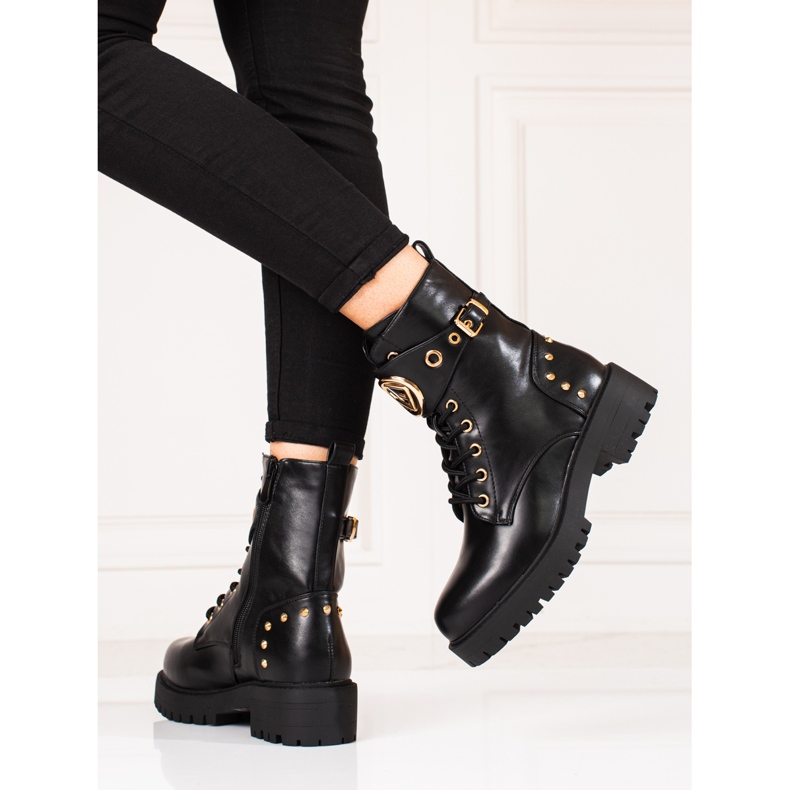 Shelovet ženske navezice sa zlatnim dodacima crno 1