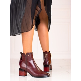 W. Potocki Modne ženske čizme na Potocki bordo stupu crvena 1