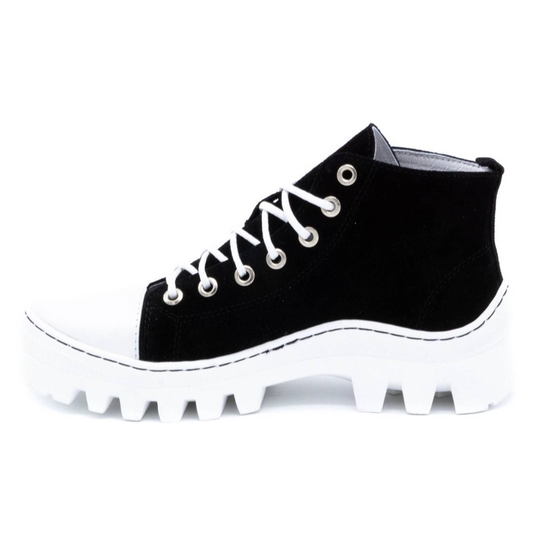 Polbut Kožne ženske gležnjače D1 black pearl bijela 2