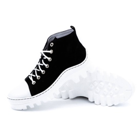 Polbut Kožne ženske gležnjače D1 black pearl bijela 3