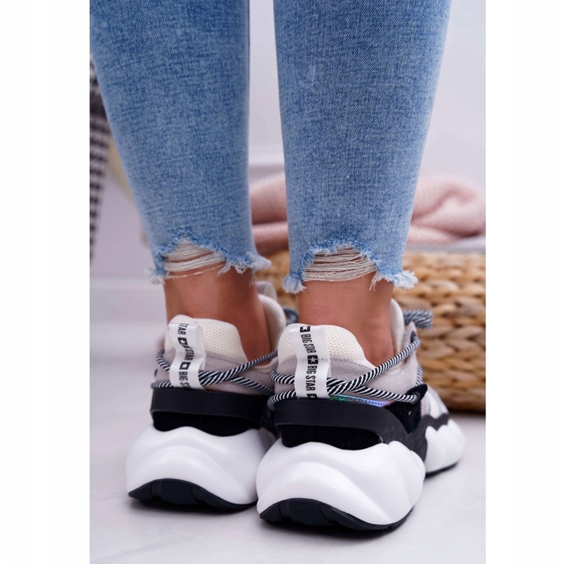 Ženske sportske cipele Big Star by Daniel Lopez White FF274A546 bijela crno srebro 3