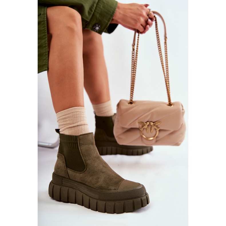 FB2 Moderne natikače na zelenoj Jenna platformi smeđa 1